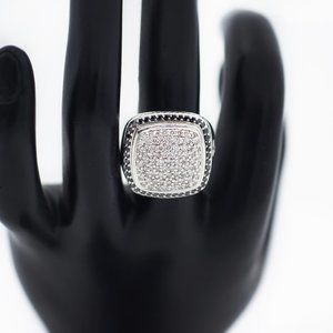 David Yurman Albion 925 Silver Black /White Diamond Ring